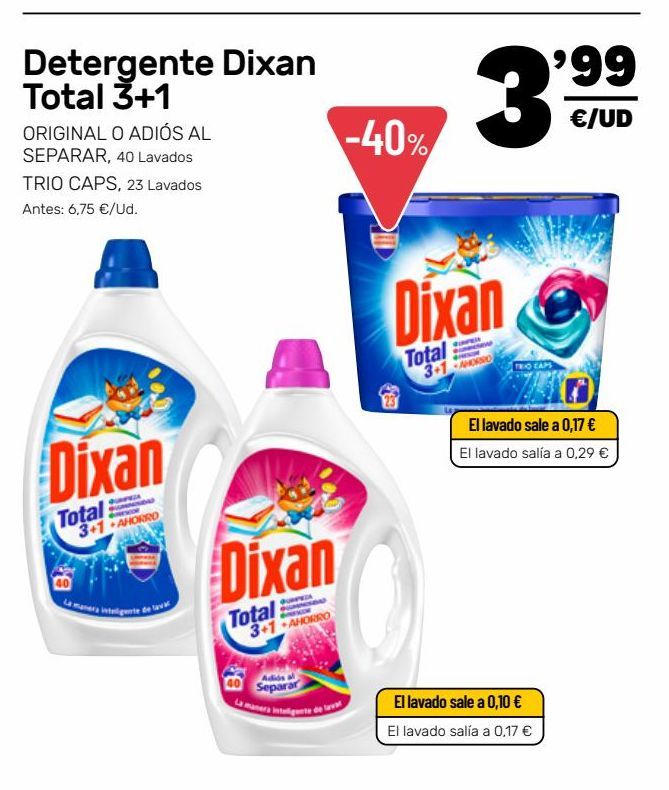 Oferta de Detergente Dixan por 3,99€