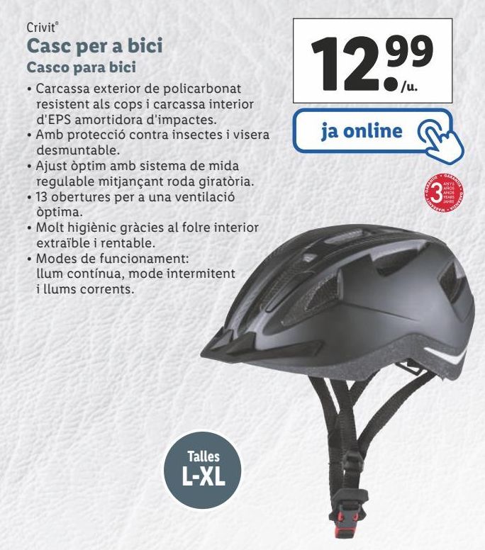 Oferta de Casco para bicicleta Crivit por 12,99€