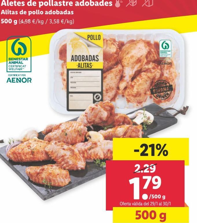 Oferta de Alas de pollo adobadas por 1,79€