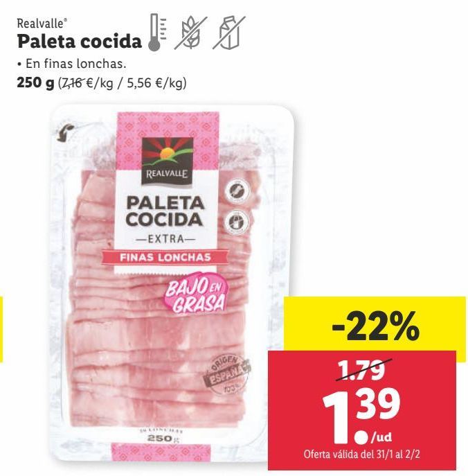 Oferta de Paleta cocida Realvalle por 1,39€