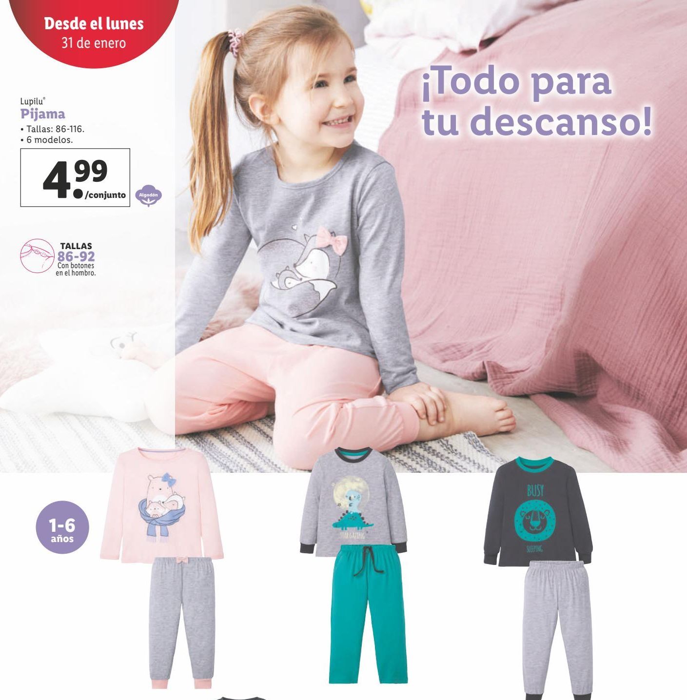 Oferta de Pijama niña Lupilu por 4,99€