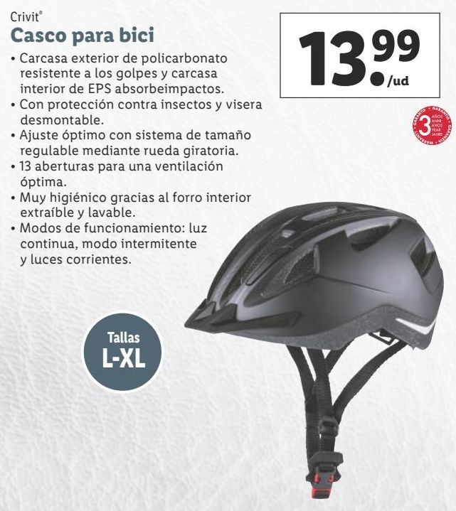 Oferta de Casco para bicicleta Crivit por 13,99€