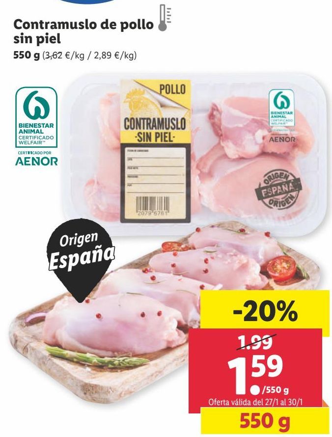 Oferta de Contramuslos de pollo por 1,59€