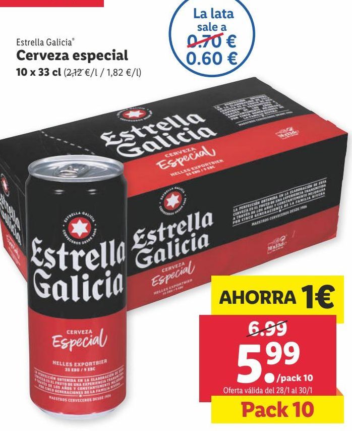 Oferta de Cerveza especial Estrella Galicia por 5,99€