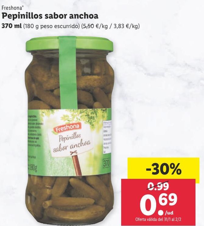 Oferta de Pepinillos Freshona por 0,69€