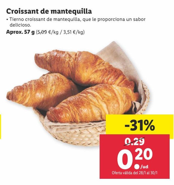 Oferta de Croissants de mantequilla por 0,2€