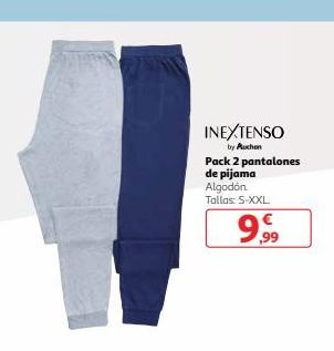 Oferta de INEXTENSO  by Auchan Pack 2 pantalones de pijama Algodón Tallas S-XXL  999  por 