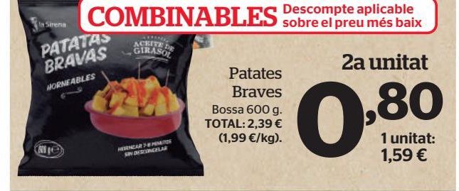 Oferta de Patatas bravas por 0,8€