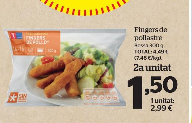 Oferta de Fingers de pollo por 1,5€