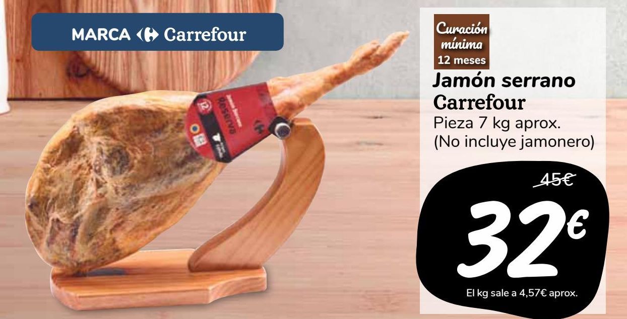 Oferta de Jamón serrano Carrefour por 32€