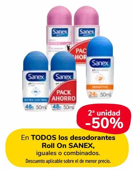 Oferta de En TODOS los desodorantes Roll on Sanex  por 