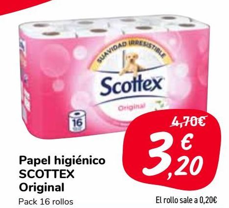 Oferta de Papel higiénico SCOTTEX Original  por 3,2€