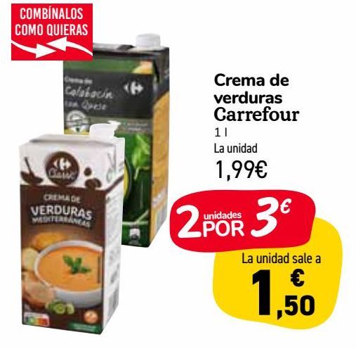Oferta de Crema de verduras Carrefour  por 1,99€