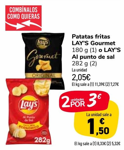 Oferta de Patatas fritas LAY'S Gourmet o LAY'S Al punto de sal  por 2,05€