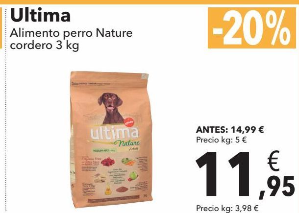 Oferta de Alimento para perros Nature Cordero Última 3Kg por 11,95€