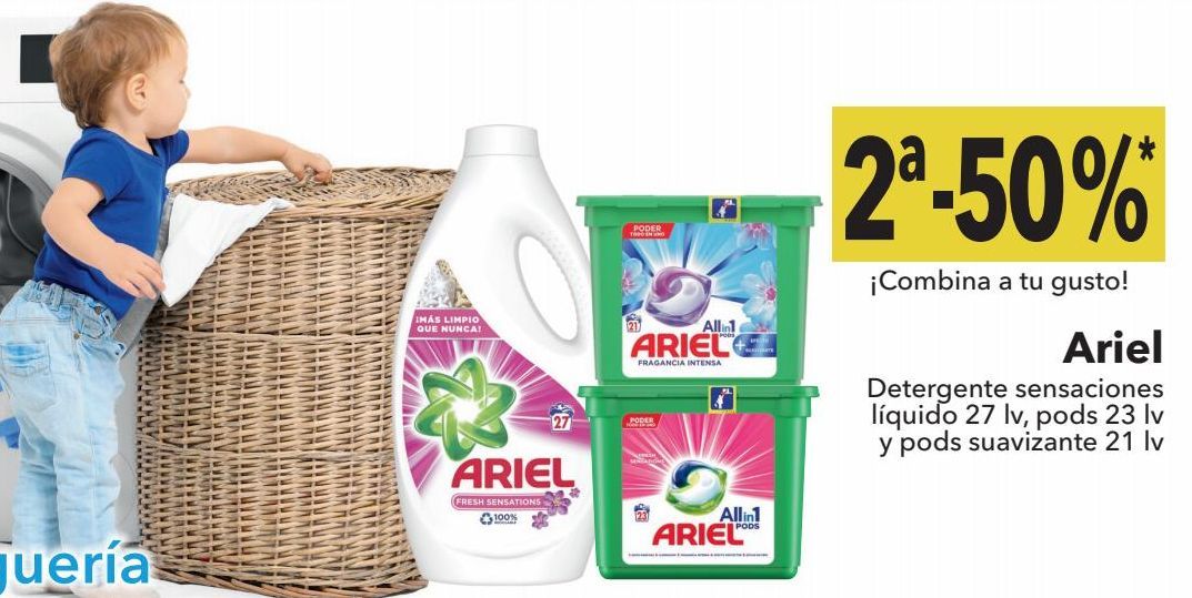Oferta de Detergente sensaciones liquido, pods y pods suavizaste Ariel por 