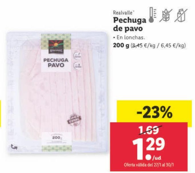 Oferta de Pechuga de pavo Realvalle por 1,29€