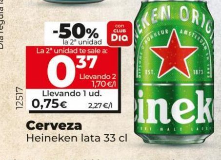 Oferta de Cerveza Heineken por 0,75€