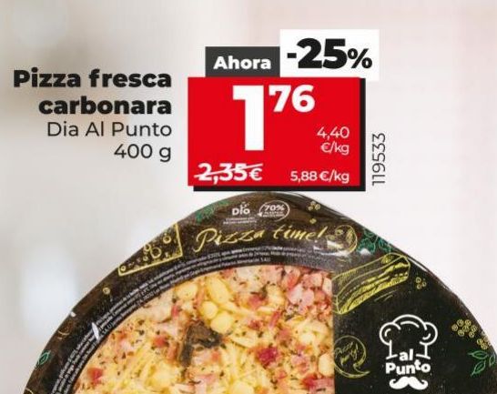 Oferta de Pizza fresca carbonara por 1,76€