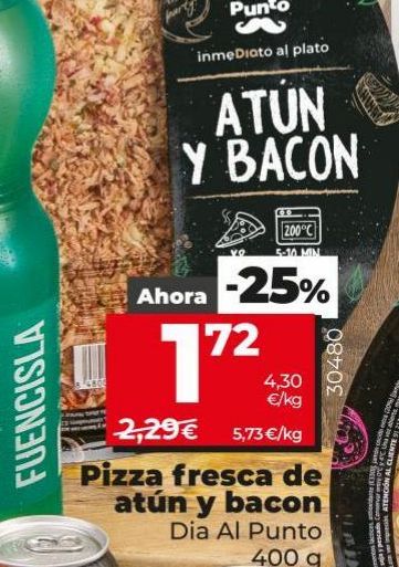 Oferta de Pizza fresca de atún y bacon por 1,72€