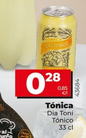 Oferta de Tónica Dia Toni Tónico 33cl por 0,28€