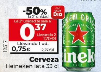 Oferta de Cerveza Heineken lata 33cl por 0,79€