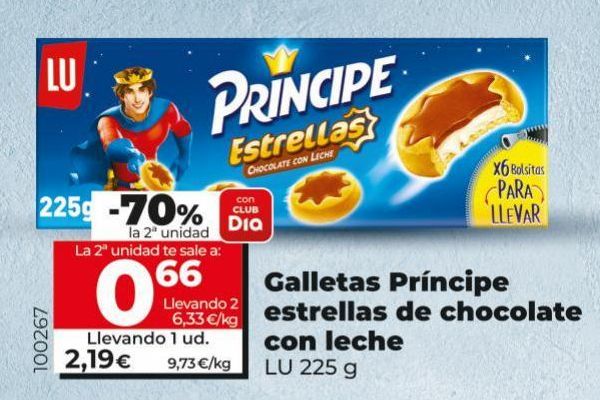 Oferta de Galletas Príncipe estrellas de chocolate con leche LU 225g por 2,19€
