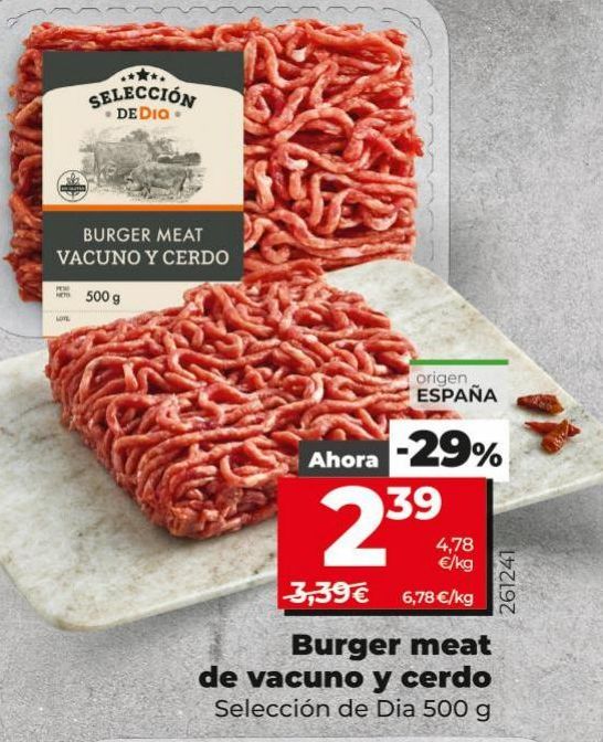 Oferta de Burger meat de vacuno y cerdo Selección de Dia 500g por 2,39€
