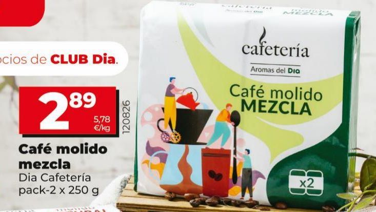 Oferta de Café molido mezcla Dia Cafeteria pack-2 x 250g por 2,89€