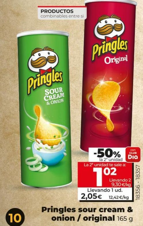 Oferta de Pringles sour cream & onion / original 165g por 2,05€