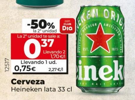 Oferta de Cerveza Heineken lata 33cl por 0,75€