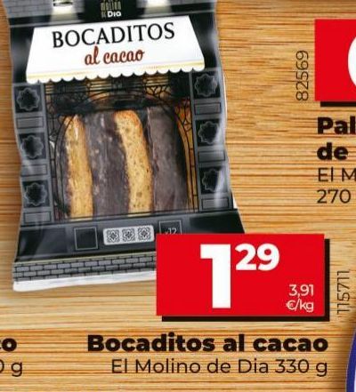 Oferta de Bocaditos al cacao El Molino de Dia 330g por 1,29€