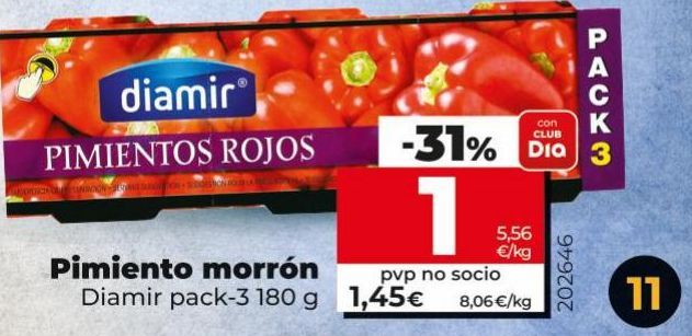 Oferta de Pimiento morrón Diamir pack-3 180g por 1,45€