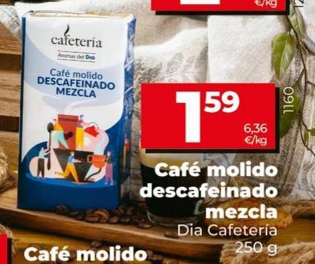 Oferta de Café molido descafeinado mezcla Dia Cafeteria 250g por 1,59€