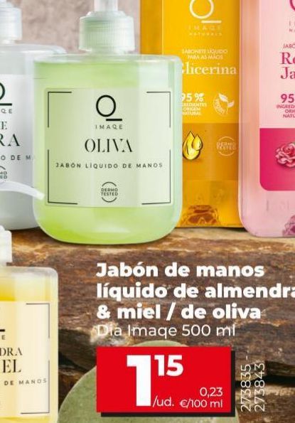 Oferta de Jabón de manos líquido de almendras & miel / de oliva Dia Imaqe 500ml por 1,15€
