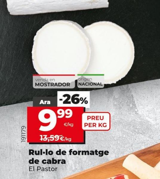Oferta de Rulo de queso de cabra El Pastor por 9,99€