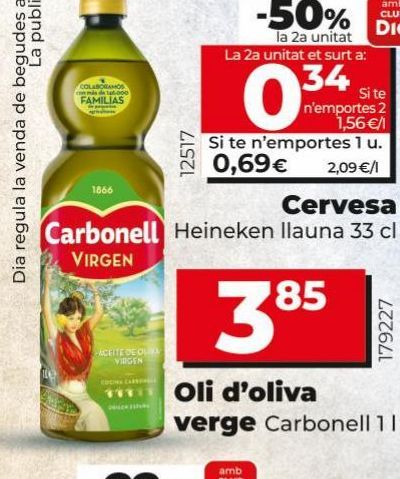 Oferta de Aceite de oliva virgen Carbonell 1L por 3,85€