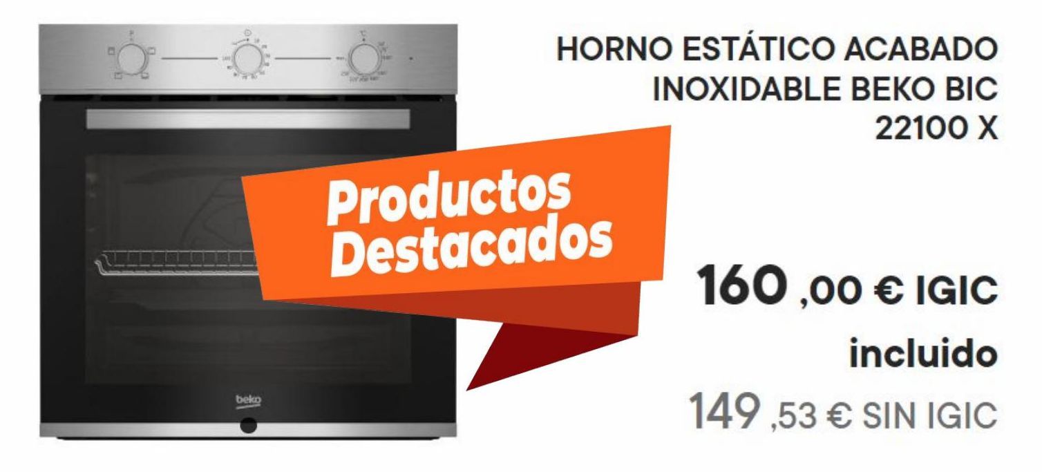 Oferta de HORNO ESTÁTICO ACABADO INOXIDABLE BEKO BIC 22100 X  por 160€