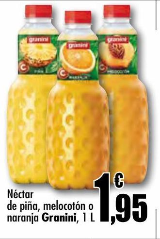Oferta de Néctar de piña, melocotón o naranja Granini, 1 L por 1,95€