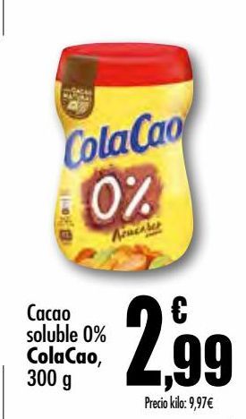 Oferta de Cacao soluble 0% ColaCao, 300 g por 2,99€