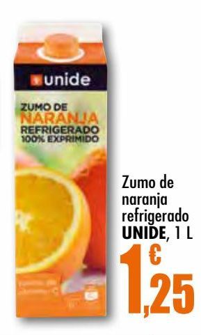 Oferta de Zumo de naranja refrigerado UNIDE, 1 L por 1,25€