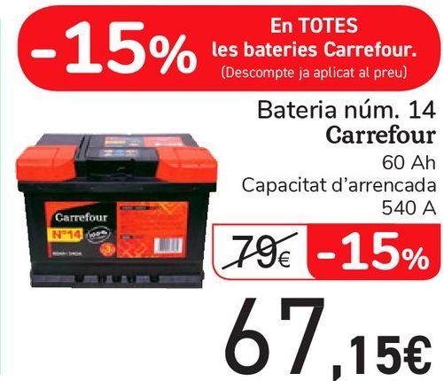 Oferta de Batería Nº 14 Carrefour  por 67,15€