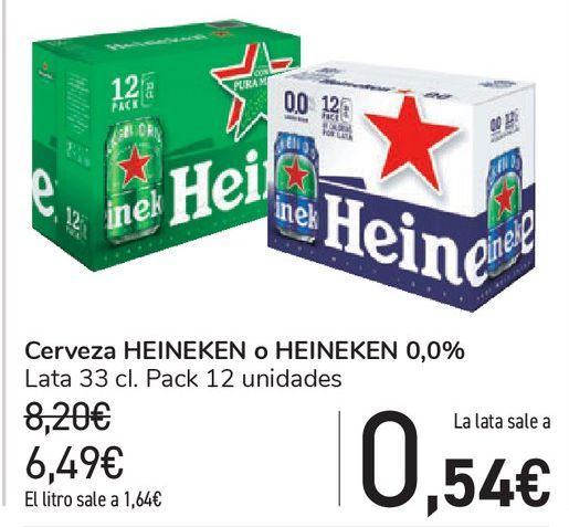 Oferta de Cerveza HEINEKEN o HEINEKEN 0,0% por 6,49€