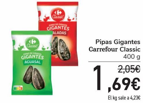 Oferta de Pipas Gigantes Carrefour Classic por 1,69€
