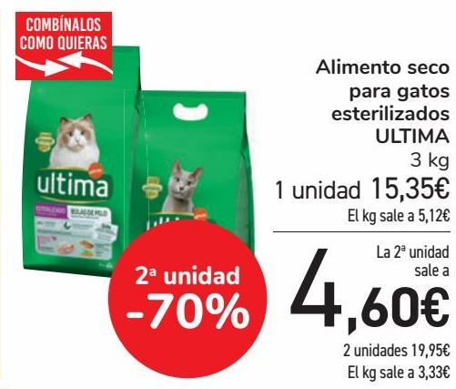 Oferta de Alimento seco para gatos esterilizados ULTIMA  por 15,35€