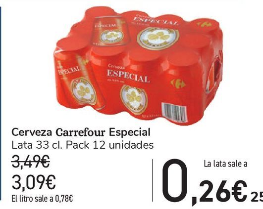Oferta de Cerveza Carrefour Especial por 3,09€