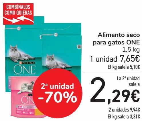 Oferta de Alimento seco para gatos ONE  por 7,65€