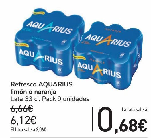 Oferta de Refresco AQUARIUS limón y naranja por 6,12€