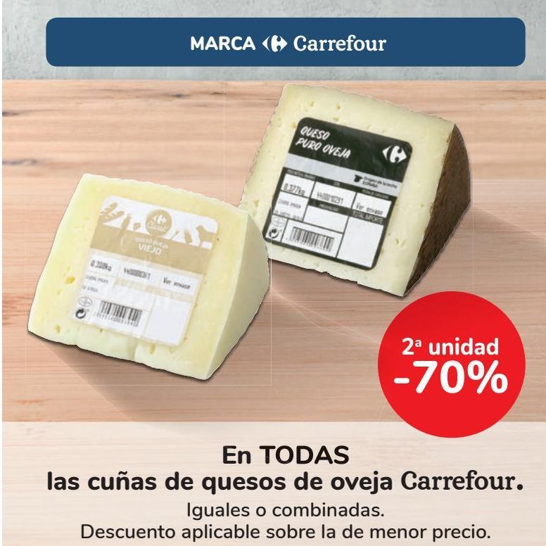 Oferta de En TODAS las cuñas de quesos de oveja Carrefour por 