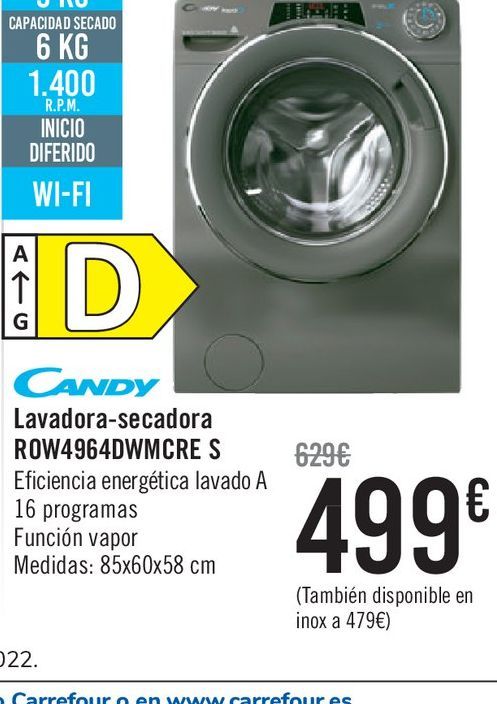 Oferta de Candy Lavadora-secadora R0W496DWMCRE S  por 499€